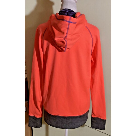 Nike Therma-Fit Womens Size M Neon Orange Swoosh Logo Hooded Pullover Sweatshirt - Picture 5 of 12